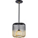 Circa 1 Light Black / Antique Brass / Black Pendant Ceiling Light, Small